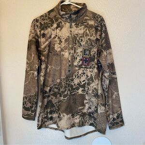 Realtree Scent Control WAV3X 1/4 zip Microban Long Sleeve pullover camo mens -M